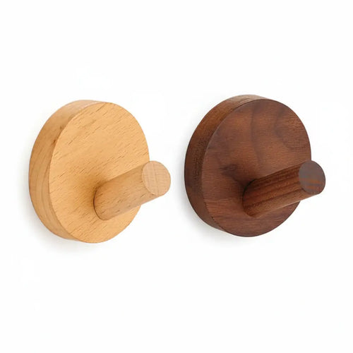 Adhesive Wooden Coat Hooks Wall Hooks 4 Pack, Seamless Hooks